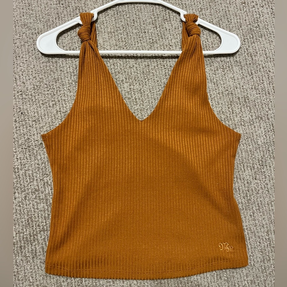 Miss Me rustic brown Ribbed V-Neck Tank Top